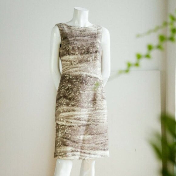 Lafayette 148 Wool Silk Blend Bronze Gold Dress - Picture 2 of 9